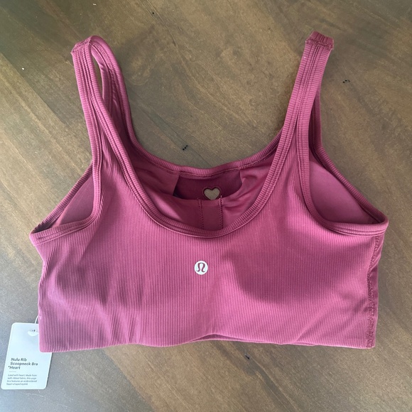 LULULEMON HEART NULU RIBBED SCOOPNECK BRA B/C Cup Burgundy Bay SZ Medium - Picture 2 of 4